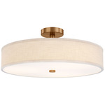 Textile Genova Color-Select Semi Flush Ceiling Light - Brushed Brass / Cream