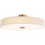 Textile Genova Color-Select Semi Flush Ceiling Light - Brushed Brass / Cream