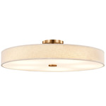 Textile Genova Color-Select Semi Flush Ceiling Light - Brushed Brass / Cream