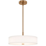 Textile Genova Color-Select Semi Flush/Pendant - Brushed Brass / White Linen