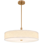 Textile Genova Color-Select Semi Flush/Pendant - Brushed Brass / Cream