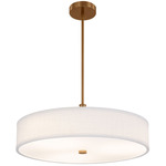 Textile Genova Color-Select Semi Flush/Pendant - Brushed Brass / White Linen