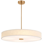 Textile Genova Color-Select Semi Flush/Pendant - Brushed Brass / Cream