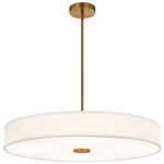 Textile Genova Color-Select Semi Flush/Pendant - Brushed Brass / White Linen