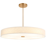 Textile Genova Color-Select Semi Flush/Pendant - Brushed Brass / Cream
