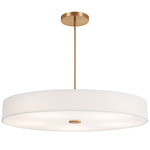 Textile Genova Color-Select Semi Flush/Pendant - Brushed Brass / White Linen