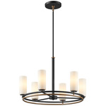 Fusion Tilburg Chandelier - Matte Black / Brass / Opal