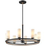 Fusion Tilburg Chandelier - Matte Black / Brass / Opal
