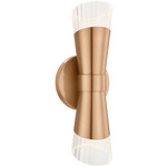 Fusion Lugano 2-Light Wall Sconce - Brushed Brass / Clear