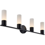 Fusion Cellini Bathroom Vanity Light - Matte Black / Opal