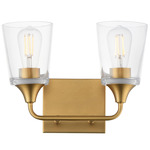Hudson Bathroom Vanity Light - Natural Aged Brass / Clear