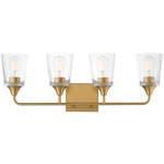 Hudson Bathroom Vanity Light - Natural Aged Brass / Clear