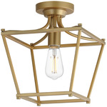 Clifton Semi Flush Ceiling Light - Natural Aged Brass
