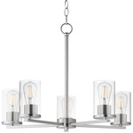 Lateral Chandelier - Satin Nickel / Clear