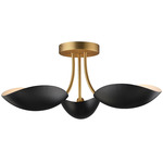 Maris Adjustable Semi Flush Ceiling Light - Natural Aged Brass / Black