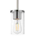 Lateral Pendant - Satin Nickel / Clear