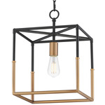 Soho Mini Pendant - Black / Weathered Brass