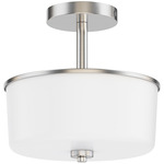Fuller Convertible Semi Flush Ceiling Light - Satin Nickel / White