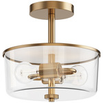 Fuller Convertible Semi Flush Ceiling Light - Natural Aged Brass / Clear