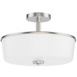Fuller Convertible Semi Flush Ceiling Light - Satin Nickel / White