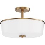 Fuller Convertible Semi Flush Ceiling Light - Natural Aged Brass / White