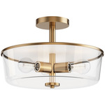 Fuller Convertible Semi Flush Ceiling Light - Natural Aged Brass / Clear