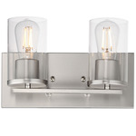 Lateral Bathroom Vanity Light - Satin Nickel / Clear