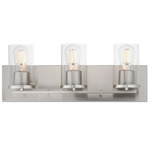 Lateral Bathroom Vanity Light - Satin Nickel / Clear