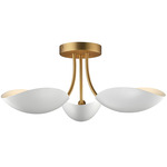 Maris Adjustable Semi Flush Ceiling Light - Natural Aged Brass / White