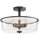 Fuller Convertible Semi Flush Ceiling Light - Black / Clear