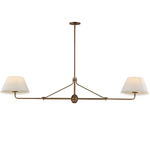 Dunbridge Linear Pendant - Weathered Brass / Off White Linen / Off White Linen