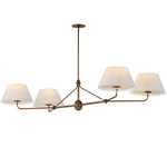 Dunbridge Linear Pendant - Weathered Brass / Off White Linen / Off White Linen