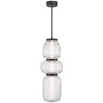 Cordel Mini Pendant - Matte Black / Clear Ribbed