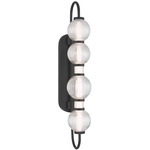Cordel Wall Sconce - Matte Black / Clear Ribbed