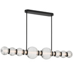Cordel Linear Chandelier - Matte Black / Clear Ribbed
