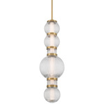 Cordel Globe Pendant - Legacy Brass / Clear Ribbed
