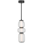 Cordel Mini Pendant - Matte Black / Clear Ribbed