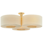 Miller Flush Mount - Aged Brass / Textured Linen