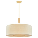 Miller Pendant - Aged Brass / Textured Linen