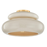 Pia Semi Flush Ceiling Light - Aged Brass / Butter Crackle