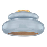 Pia Semi Flush Ceiling Light - Aged Brass / Chateau Crackle