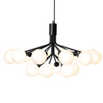 Apiales Chandelier - Satin Black / Satin Black / Opal