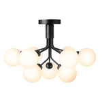 Apiales Ceiling Light - Satin Black / Satin Black / Opal