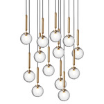 Miira Multi Light Pendant - Brass / Optic Clear