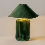 Silo Wide Table Lamp - Forest Green Ceramic