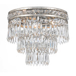 Mercer Ceiling Flush Light - Olde Silver / Hand-Cut Crystal