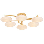 Bayberry Semi Flush Ceiling Light - Vintage Gold Leaf / Cloud