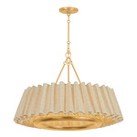 Beechford Chandelier - Vintage Gold Leaf / Raffia