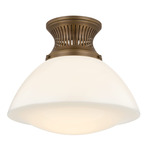 Bruceville Semi Flush Ceiling Light - Historic Bronze / Opal Glossy