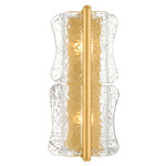Fosterdale Bathroom Vanity Light - Aged Brass / Piastra Glass